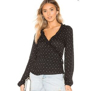 Superdown Mireia Wrap Top in Black with Stars Size S